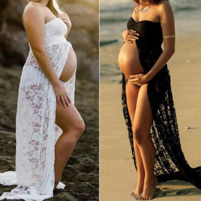 Couples Maternity Photography Lace Dress Props Maxi Maternity Gown Fancy shooting photo summer pregnant dress Plus Size 1