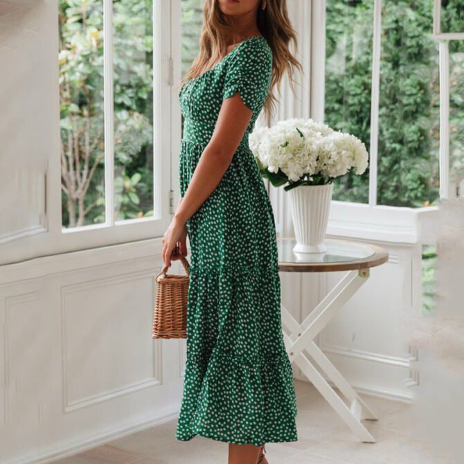 Vestidos Vintage Vintage Print Puff Sleeve summer Beach sweet dresses Casual Square collar floral maxi long dress 2022 festa 4